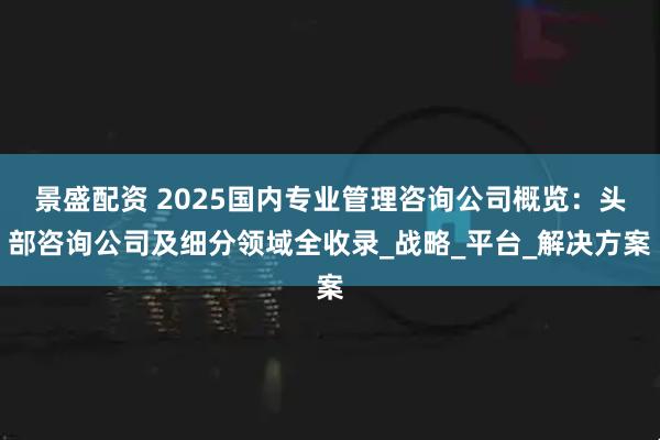 景盛配资 2025国内专业管理咨询公司概览：头部咨询公司及细分领域全收录_战略_平台_解决方案