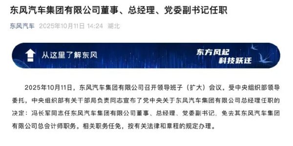 顺升网 总经理终于到位！东风汽车集团官宣